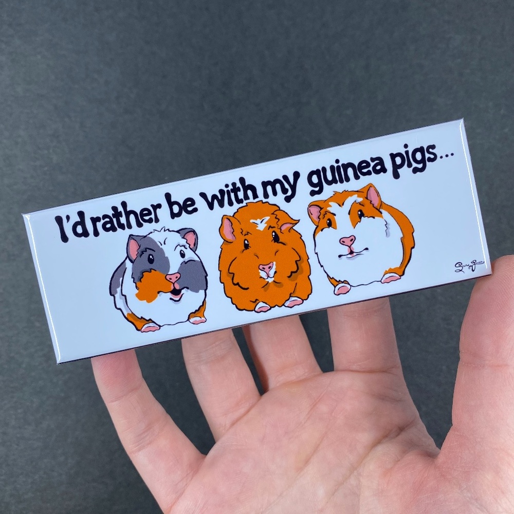 Funny Guinea Pig Magnet, Handmade Pet Portrait Art Gift, Retro Kitchen Decor